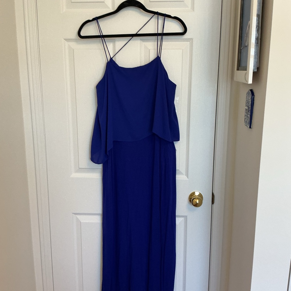 Navy Blue Layered Slip Dress - Women's Elegant Summer Dress - Picture 2 of 5